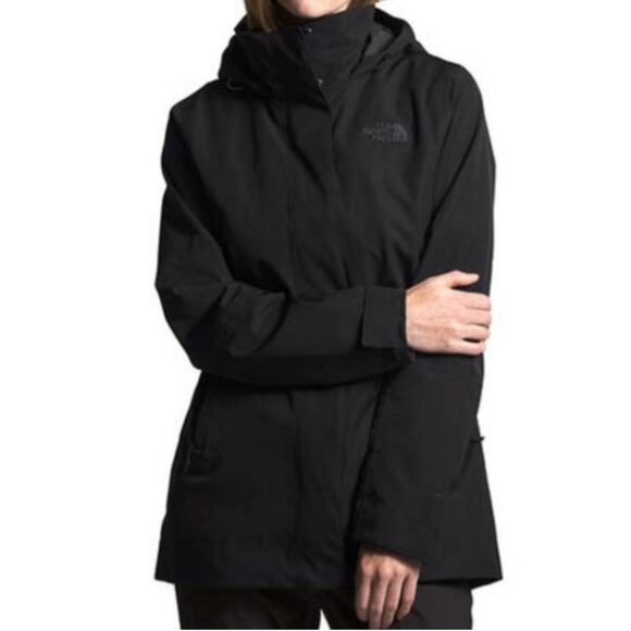 THE NORTH FACE Westoak City Trench Jacket Hideaway Hood Black Size S